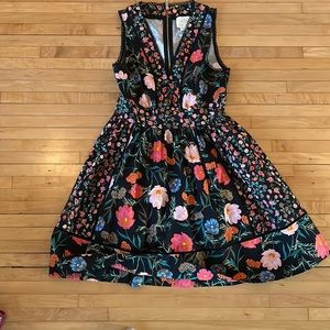 NWOT    Kate Spade Black Picnic Perfect Blossom Print Fit and Flare 8